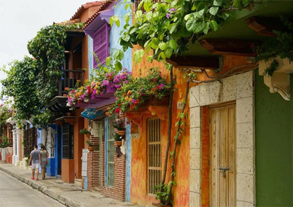 Multi-colored houses in Colombia