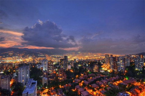 Beautiful city lights in Medellin, Colombia